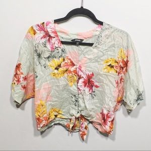 Flower Tropical Tie-Front Top XS Express